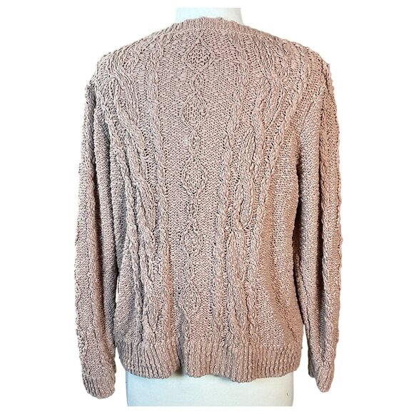 J Jill Long Sleeve Chunky Cable Knit Chablis Mauve Pullover Sweater Large - Picture 4 of 8